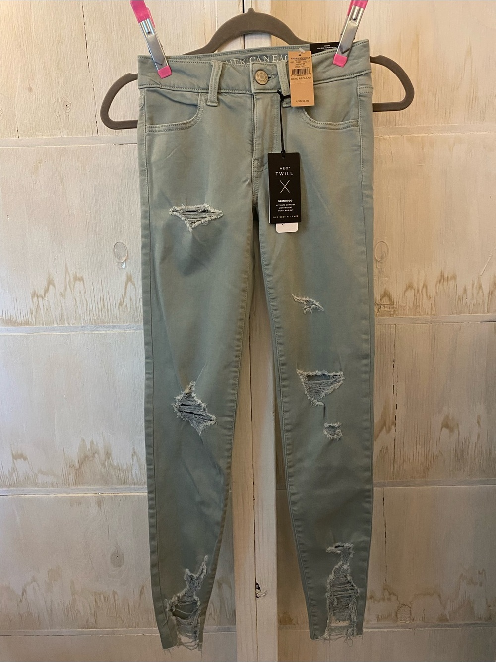 American Eagle Outfitters Olive Green Distressed Jeggings